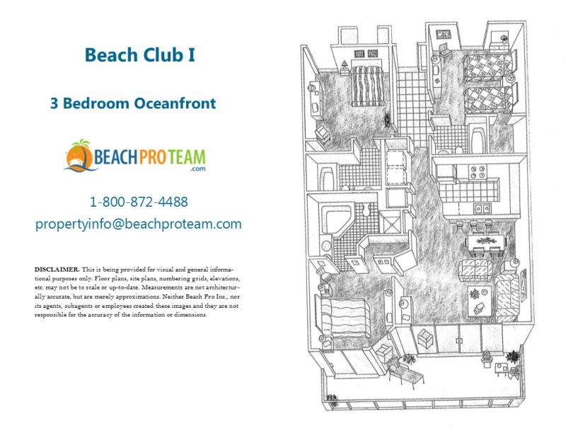 Beach Club I Floor Plan - 3 Bedroom Oceanfront